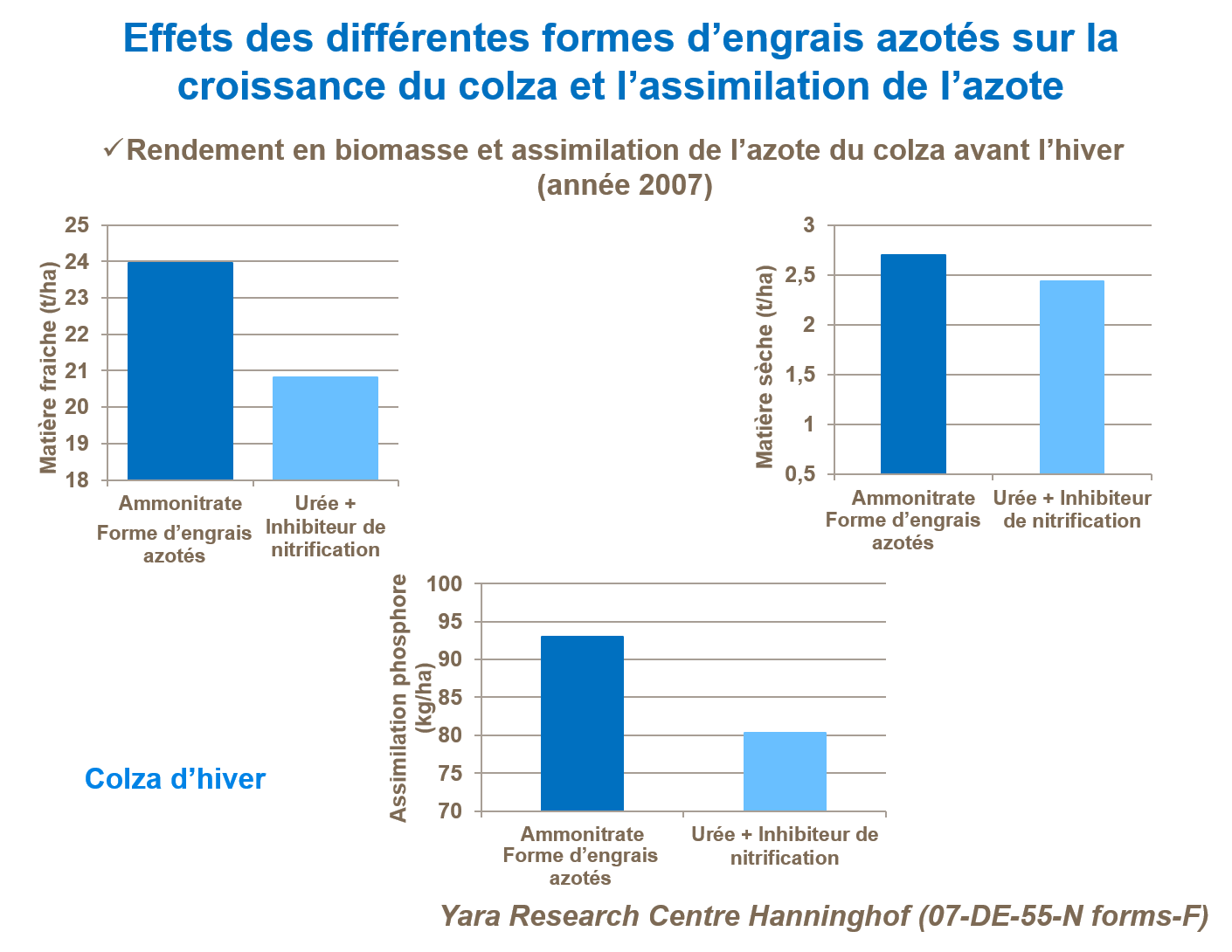 Effets des différentes formes d’engrais phosphatés sur la croissance du colza et l’assimilation du phosphore
