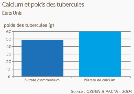 calcium et poids des tubercules
