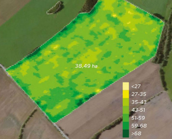 Exemple de cartographie réalisée par Yara N-Sensor