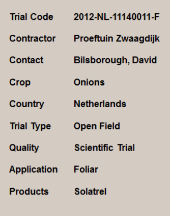 Références essais oignon